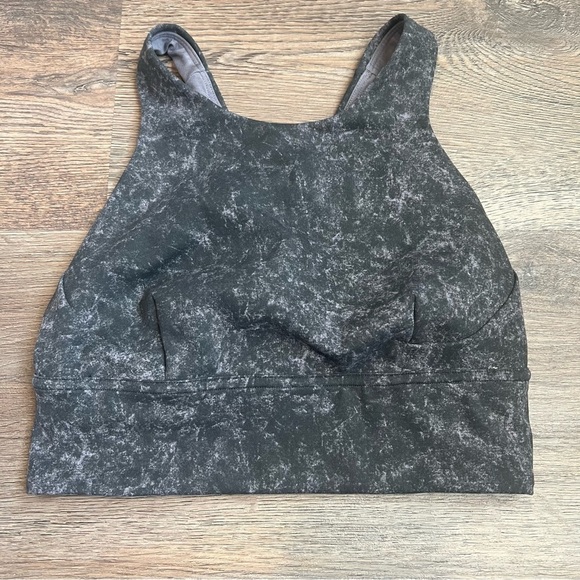 Lululemon Wunder Train Longline Bra Denim Wash Print Dusky Lavender Black - Picture 2 of 7